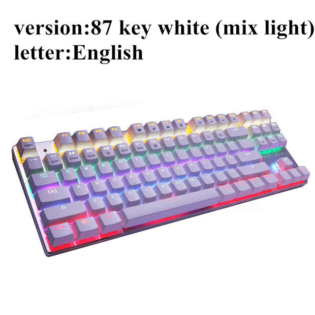 Metoo Gaming Mechanical Keyboard 87/104 Anti-ghosting Luminous Blue Red Black Switch Backlit LED wired Keyboard Russian sticker