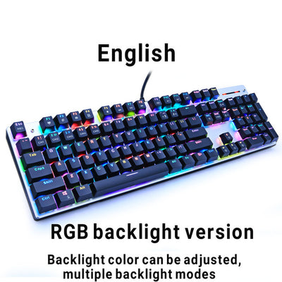 Metoo Gaming Mechanical Keyboard 87/104 Anti-ghosting Luminous Blue Red Black Switch Backlit LED wired Keyboard Russian sticker