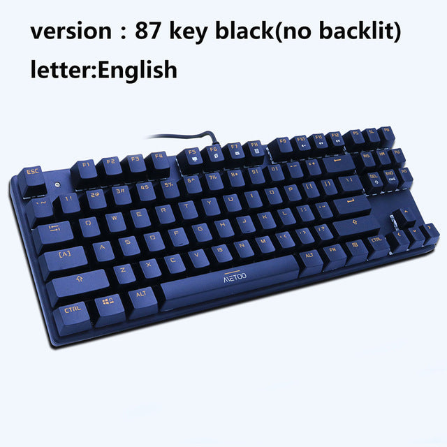 Metoo Gaming Mechanical Keyboard 87/104 Anti-ghosting Luminous Blue Red Black Switch Backlit LED wired Keyboard Russian sticker