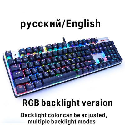 Metoo Gaming Mechanical Keyboard 87/104 Anti-ghosting Luminous Blue Red Black Switch Backlit LED wired Keyboard Russian sticker